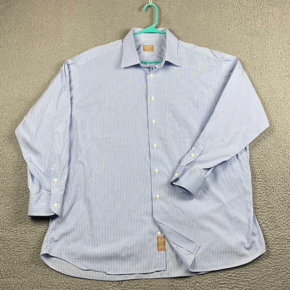 Gitman Gold Master Shirt Makers Button Men's 18 35 2XL Blue White Striped - Picture 2 of 12